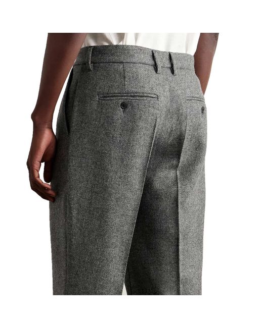 Portuguese Flannel Gray Pleated Wool Trousers for men