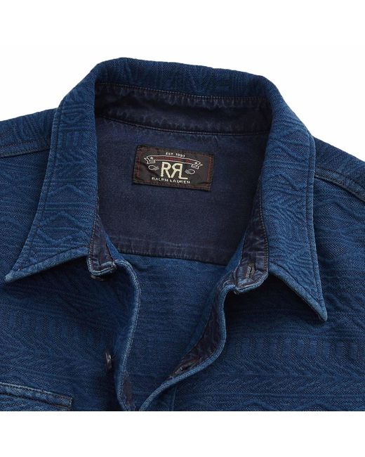 RRL Blue Guernsey-patterned Jacquard Workshirt for men