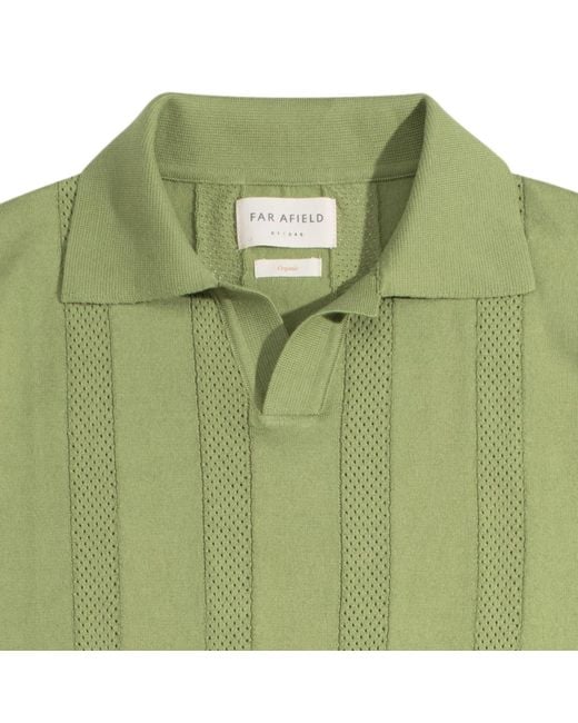 Far Afield Green Clifford Open-Knit Polo for men