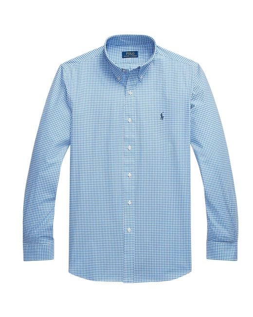 Polo Ralph Lauren Blue Custom Fit Stretch Poplin Shirt for men