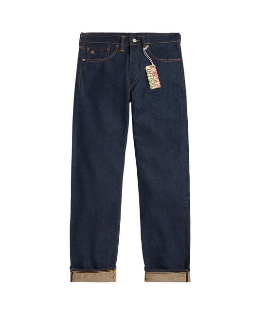 RRL Blue Straight Fit Once-Washed Selvedge Jean for men