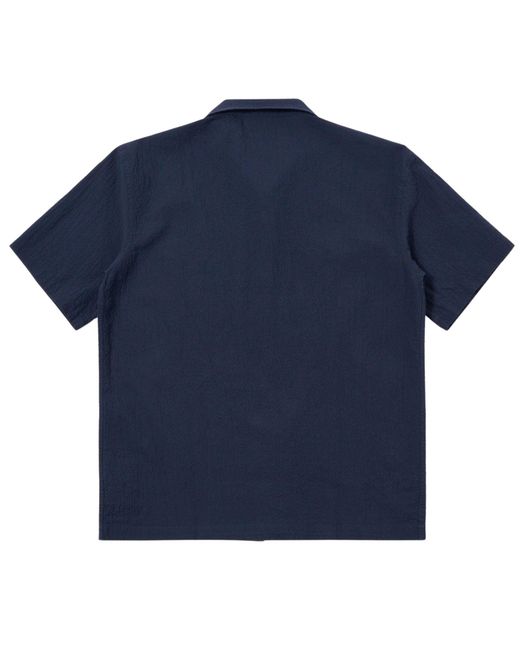 Universal Works Blue Seersucker Road Shirt for men