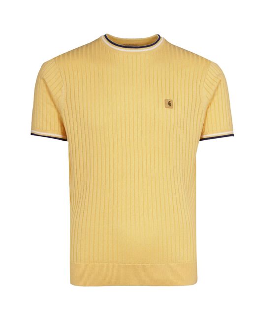 Gabicci Yellow Santino Knit T-Shirt for men