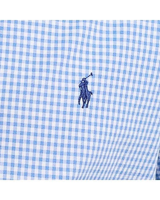 Polo Ralph Lauren Blue Custom Fit Stretch Poplin Shirt for men