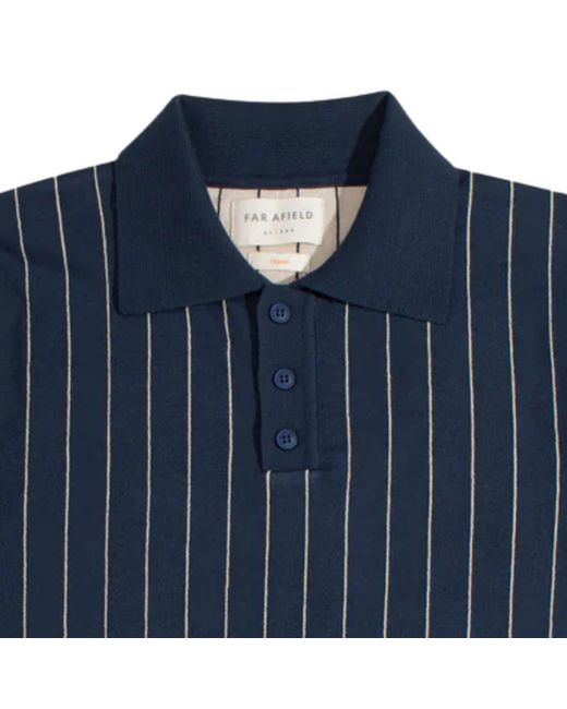 Far Afield Blue Benny Knitted Polo for men