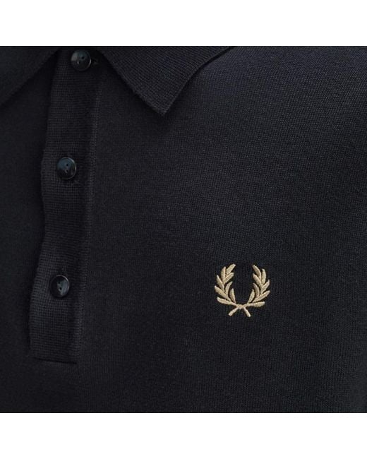 Fred Perry Black Staple Cotton Knitted Shirt for men