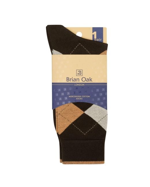 Stuarts London Black Brian Oak Argyle Socks for men