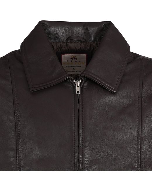real hoxton Black Leather Gab Jacket for men