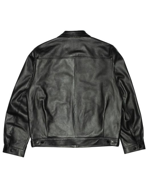 Nudie Jeans Black Blake Zip Leather Jacket for men