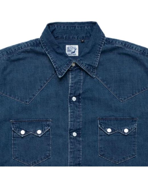 Orslow Blue Denim Western Shirt for men