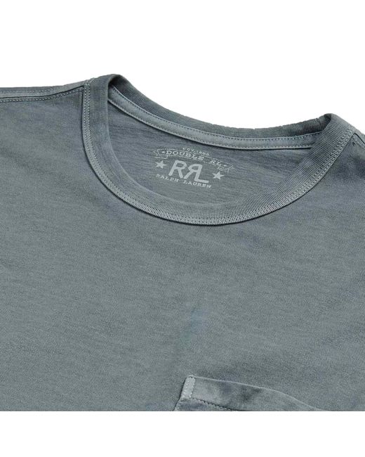 RRL Blue Garment-dyed Pocket T-shirt for men