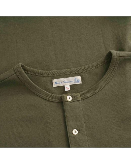 Merz B. Schwanen Green Henley Long Sleeve T-Shirt for men