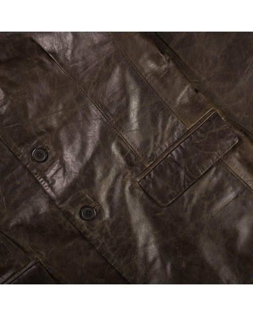 real hoxton Brown Leather Blazer Jacket for men