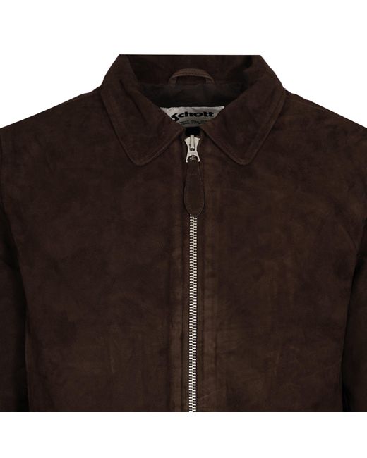 Schott Nyc Black Suede Zip Jacket for men