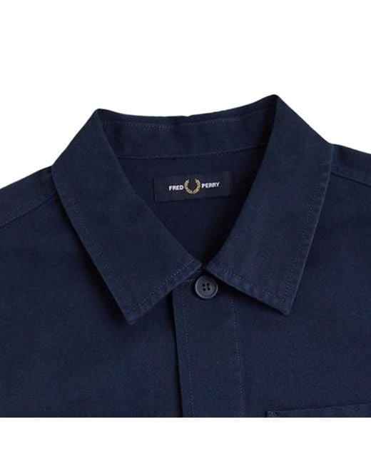 Fred Perry Blue Twill Overshirt for men
