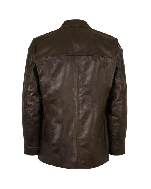 real hoxton Brown Leather Blazer Jacket for men