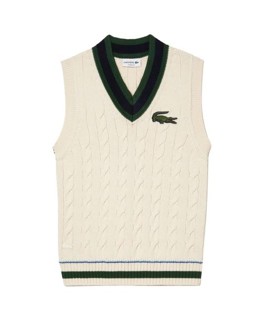 Lacoste Natural Cable Knit Sweater Vest for men