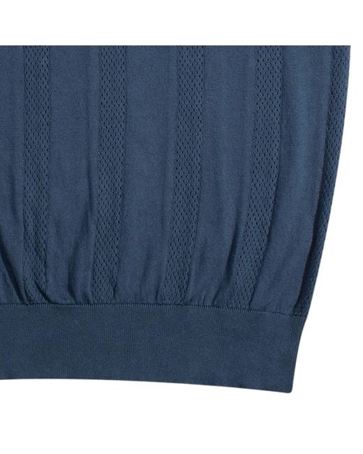 Far Afield Blue Clifford Open-Knit Polo for men