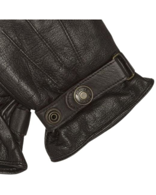 Schott Nyc Black Leather Skin Gloves for men
