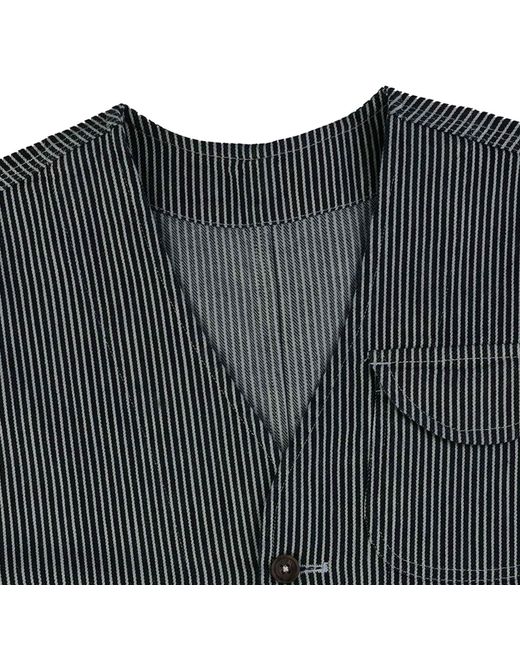 real hoxton Gray Japanese Stripe Utility Vest for men