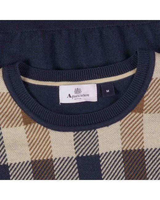 Aquascutum Blue Active Club Check Sweater for men