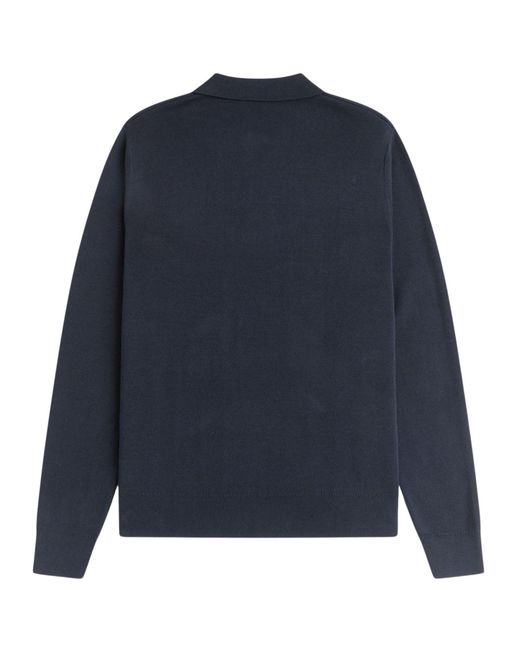 Fred Perry Blue Tonal Stripe Knitted Shirt for men