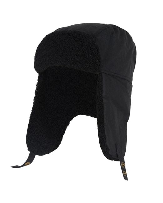 Barbour Black Morar Waxed Trapper Hat for men
