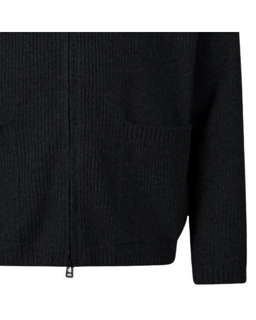 Universal Works Black Zip Cardigan Eco Wool for men
