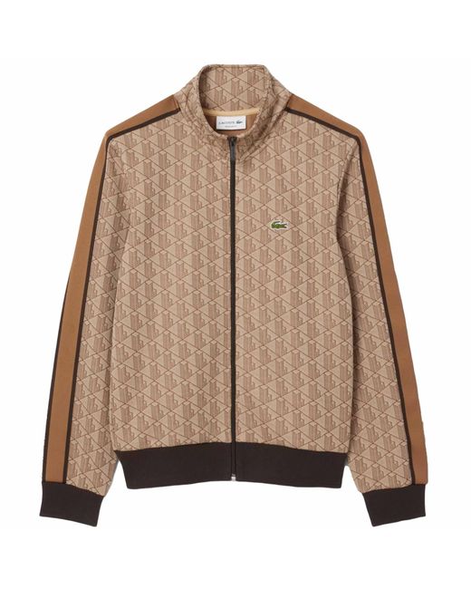 Lacoste Brown Paris Zip-Up Jacquard Track Jacket for men