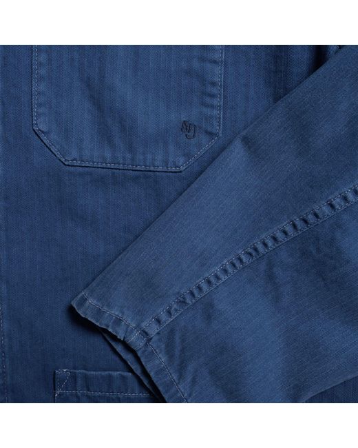 Nudie Jeans Blue Buddy Herringbone Chore Jacket for men
