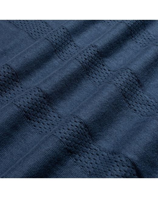Far Afield Blue Clifford Open-Knit Polo for men