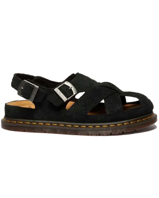 Dr. Martens Black Dr Martens Archive Plush Suede Fisherman Sandals for men