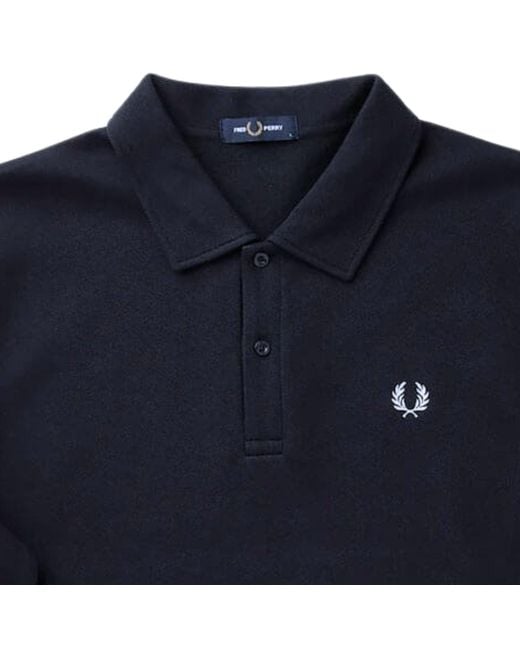 Fred Perry Blue Pique Collared Sweatshirt for men