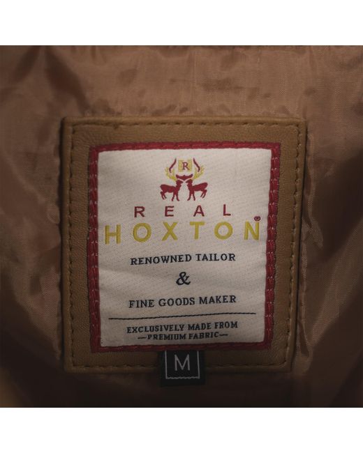 real hoxton Brown Leather Reefer Jacket for men
