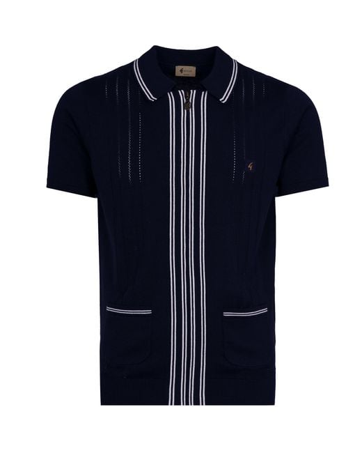 Gabicci Blue Geller Knit Polo for men