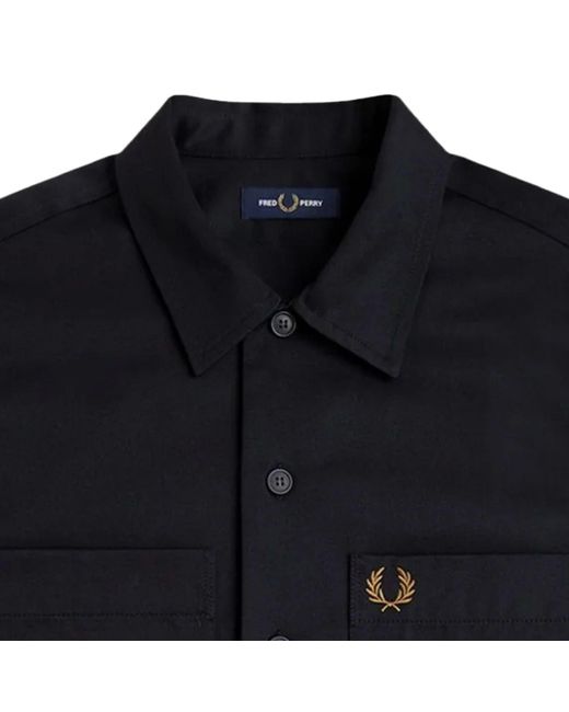 Fred Perry Black Twill Overshirt for men