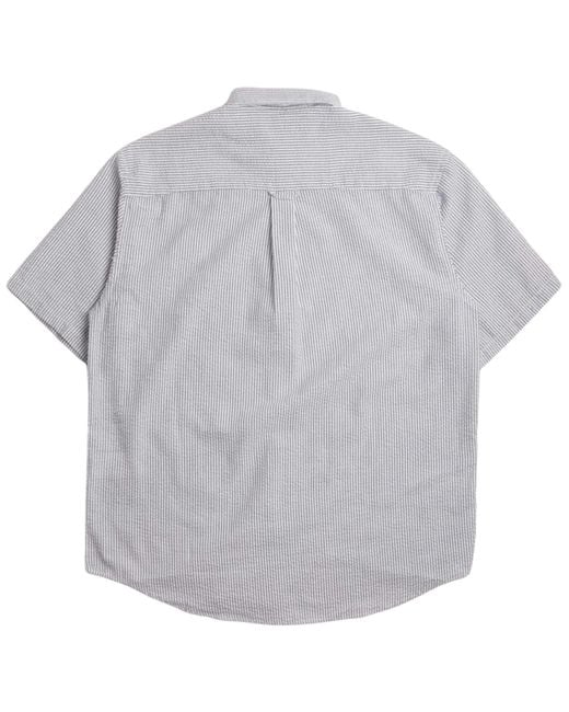 FRIZMWORKS Gray Og Stripe Seersucker Half Shirt for men