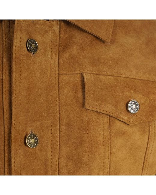 real hoxton Brown Suede Trucker Jacket for men