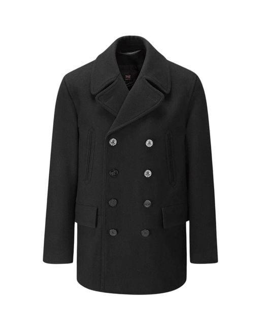 Gloverall Black Churchill Peacoat for men
