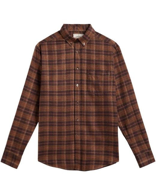 Portuguese Flannel Brown Trigo Plaid Flannel Shirt for men