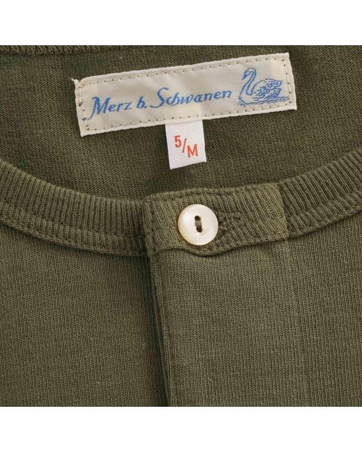 Merz B. Schwanen Green Henley Long Sleeve T-Shirt for men