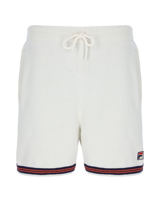 Fila White Clemente Crochet Shorts for men