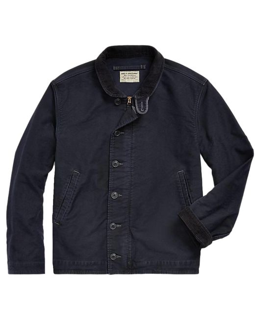 RRL Blue Corduroy-Collar Cotton Deck Jacket for men