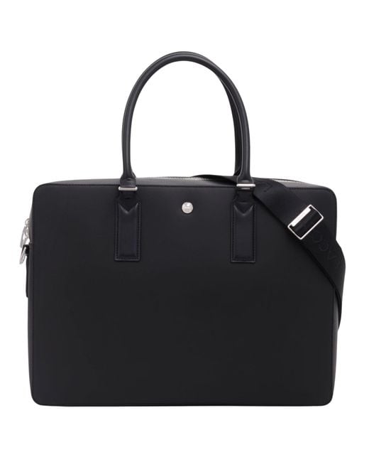 Lacoste Black Langon Piqu Laptop Bag for men