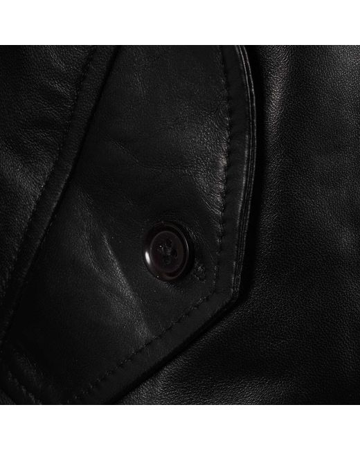 real hoxton Black Leather Harrington Jacket for men