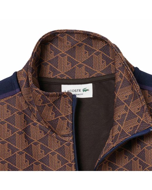 Lacoste Brown Paris Zip-Up Jacquard Track Jacket for men