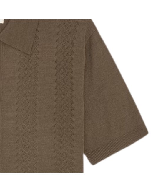 NN07 Brown Thor Wool Blend Button Through Polo Shirt for men