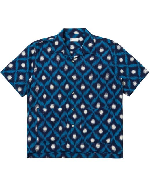 Universal Works Blue Diamond Ikat Deck Shirt for men
