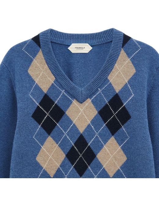 Pringle of Scotland Blue Argyle Jumper for men
