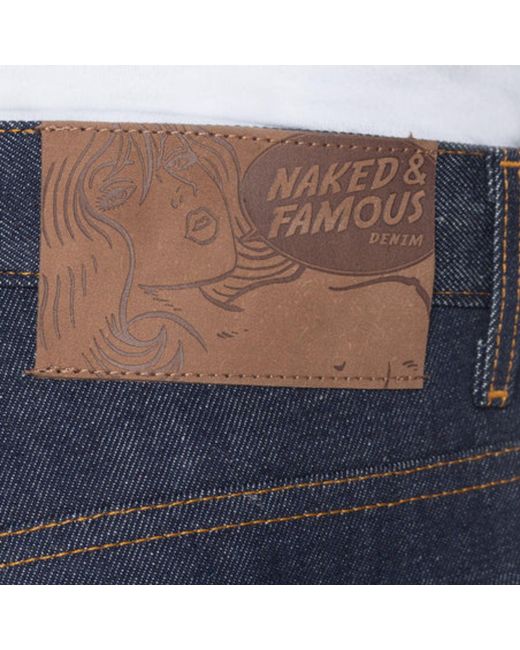 Naked & Famous Blue Weird Guy Dirty Fade Denim Jeans for men